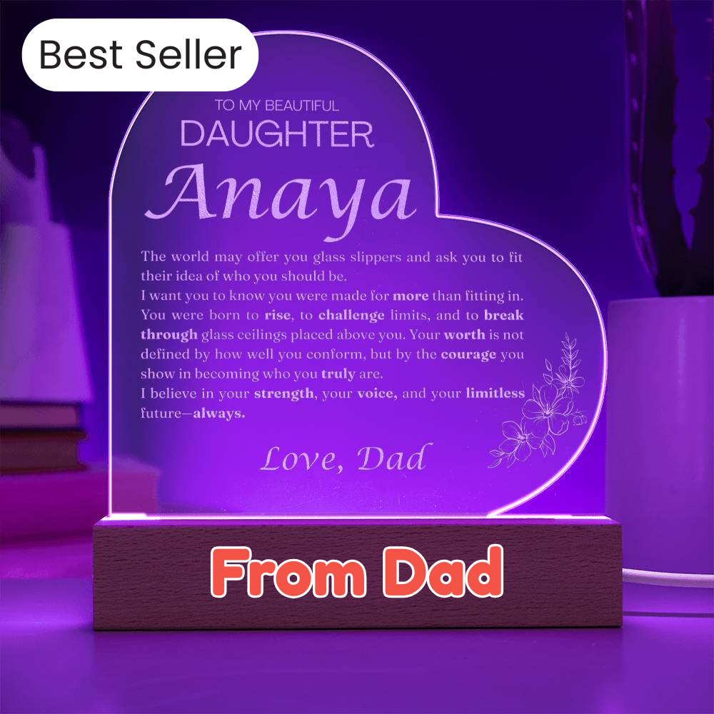 Custom To My Daughter Break Through Night Light from Dad, Personalized Heart-Shaped 3D Acrylic LED Lamp, Meaningful Birthday Gift for Daughter, Custom Keepsake Light