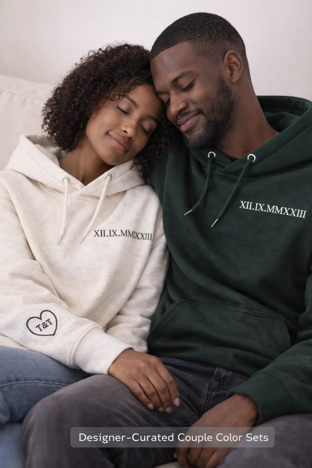 Anniversary Date Custom Embroidered Roman Numeral Hoodie, Initials, Personalized Gift for Couples, Matching His and Hers, Valentines Gift