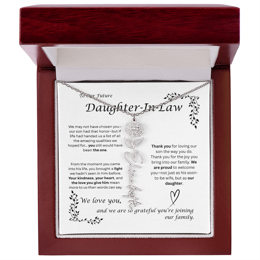 Future Daughter in Law Gift from Parents of Groom, Emotional Message Pearl Card Necklace, Wedding Gift for Future Daughter-in-Law, Engagement Gift, Welcome to the Family Jewelry