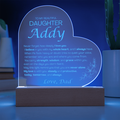 Custom To My Daughter "Never Forget" Acrylic Heart Night Light Addy from Dad
