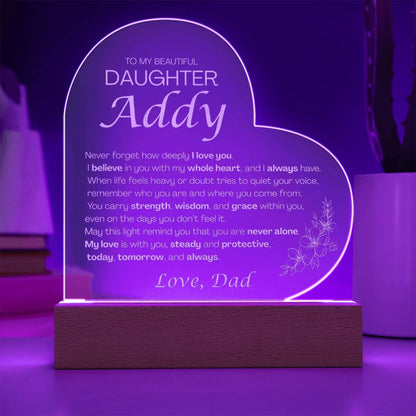 Custom To My Daughter "Never Forget" Acrylic Heart Night Light Addy from Dad