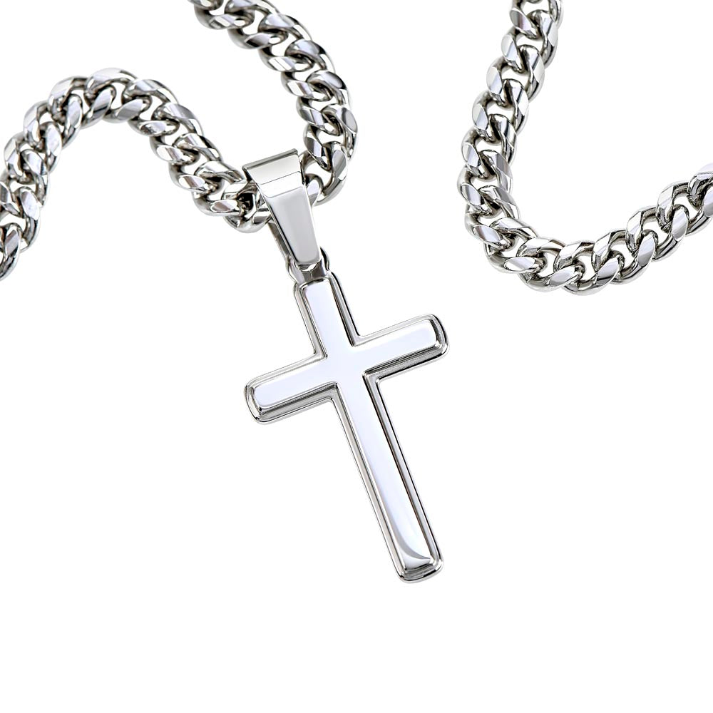 “To My Son” Cross Necklace – Stainless Steel Faith Pendant, Gift Box & Message Card, Birthday • Christmas • Valentine's Day Gift