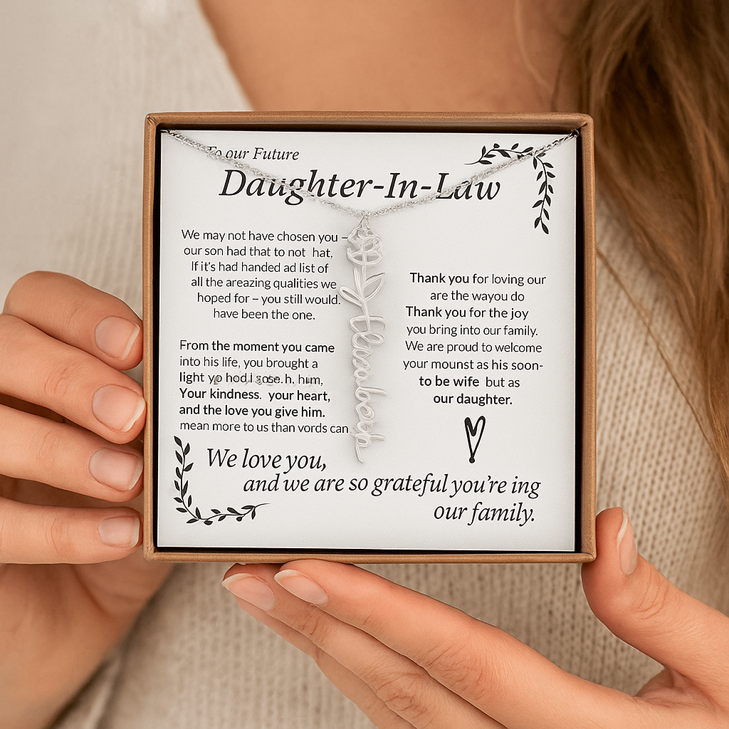 Future Daughter in Law Gift from Parents of Groom, Emotional Message Pearl Card Necklace, Wedding Gift for Future Daughter-in-Law, Engagement Gift, Welcome to the Family Jewelry