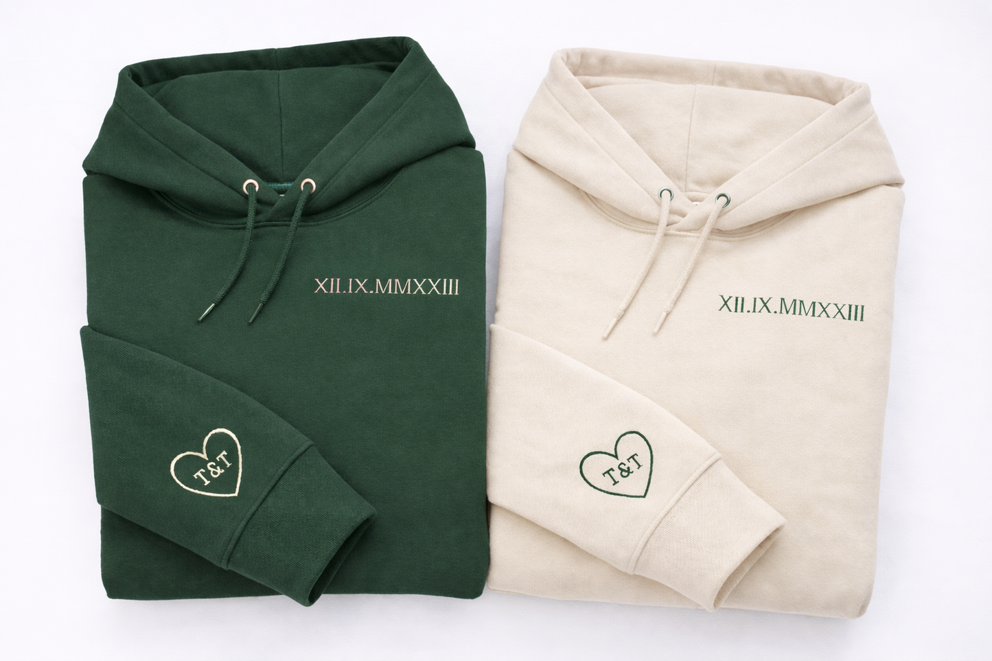 Anniversary Date Custom Embroidered Roman Numeral Hoodie, Initials, Personalized Gift for Couples, Matching His and Hers, Valentines Gift